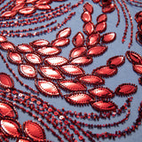 1 Yard Embroidered Tulle Lace Fabric with Sophisticated Pattern, 52" Wide
