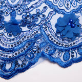 1 Yard Embroidered Tulle Lace Fabric with Intricate 3D Applique Pattern 52" Wide