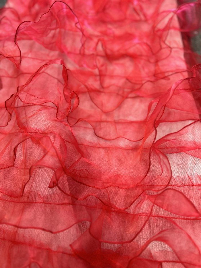 1 Yard Ruffle Organza Fabric Sheer Voluminous for Dresses Backdrops Decor & DIY Projects