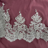 1 Yard Beaded & Corded Lace Trimming Embroidered on 100% Polyester Net Mesh 11" Wide