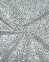 Polyester Spandex Sequins Fabric - Shiny Hologram Swirl, 54" Width