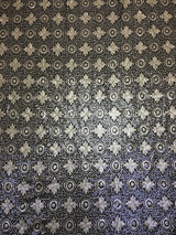 Polyester Non-Stretch Mesh Fabric - 3MM Geometric Design, Black/Gold, Black/Taupe