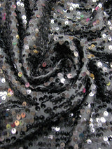 5Mm Shiny Sequin Paillettes Polyester Spandex Fabric - Black, Gold, Red, Purple, Turquoise, Silver, 56"-58" Width