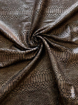 Shiny Snake Print Foil Polyester Spandex Fabric - Gray/Black, Brown/Black, 57" Width