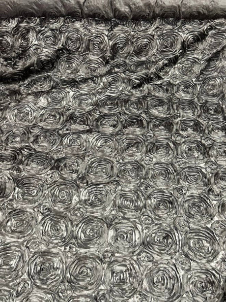 1 Yard Exquisite 3D Rose Design Satin Rosette Ribbon Fabric 54" Width