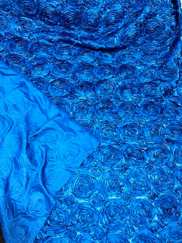 1 Yard Exquisite 3D Rose Design Satin Rosette Ribbon Fabric 54" Width