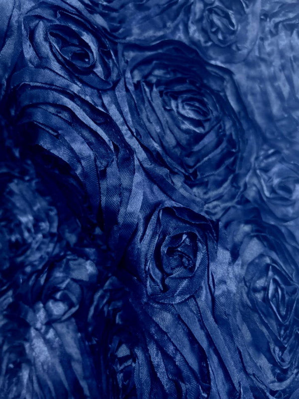 1 Yard Exquisite 3D Rose Design Satin Rosette Ribbon Fabric 54" Width