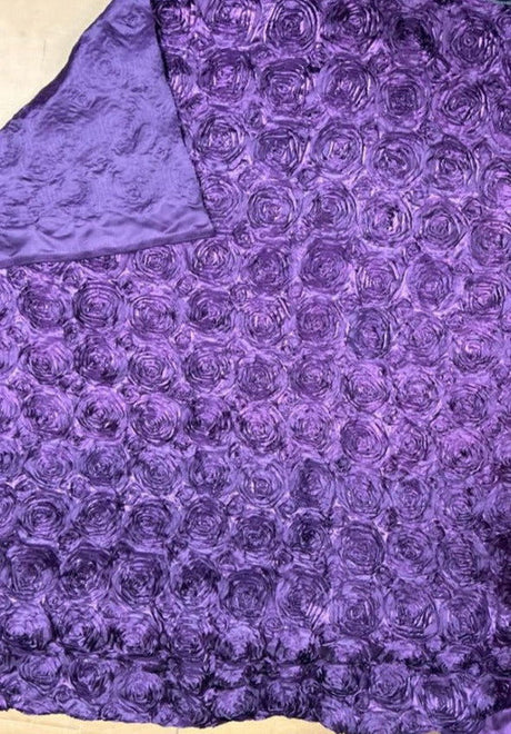 1 Yard Exquisite 3D Rose Design Satin Rosette Ribbon Fabric 54" Width