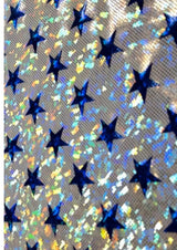 Superhero Holographic Stars Nylon Spandex Foil Fabric - Holographic Stars, Red/Silver, White/Blue, Blue/Silver, 58/60" Width