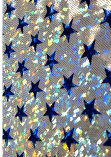 Superhero Holographic Stars Nylon Spandex Foil Fabric - Holographic Stars, Red/Silver, White/Blue, Blue/Silver, 58/60" Width