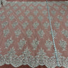 1 Yard Beaded & Corded Lace Fabric on 100% Polyester Net Mesh, Elegant Embroidered Lace Material