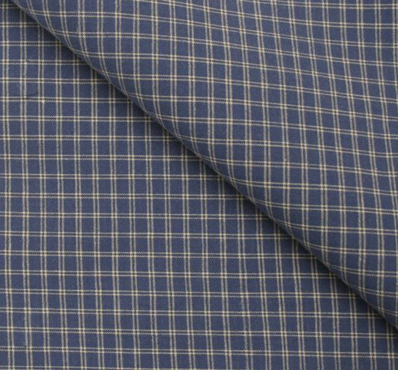1 Yard Stretch Cotton Poplin Plaid Blue Fabric for Shirts Dresses Uniforms Sewing 44/45 Inches Width
