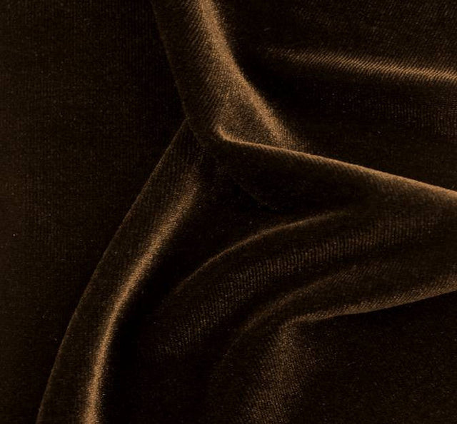 Stretch Velvet Solid Chocolate Polyester Spandex Fabric - Chocolate, Solid, 58/60" Width