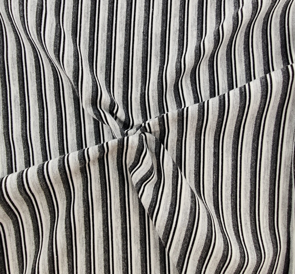 Stripe Lurex Knit 1 Yard Grey/Heather/Silver Fabric Elegant Shimmer Knit for Apparel
