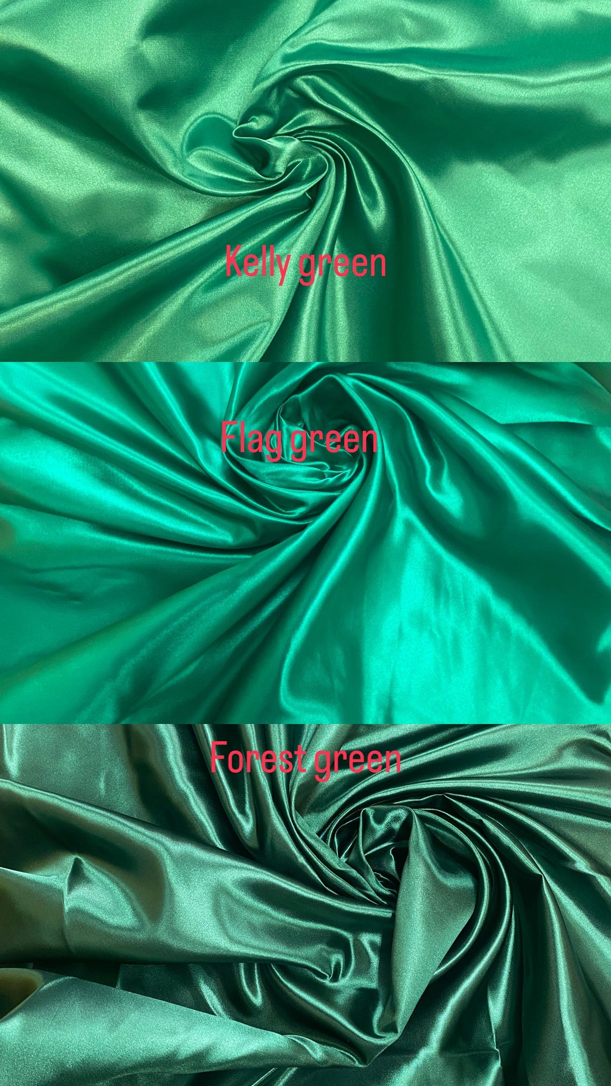 Flag Green Polyester Bridal Satin Fabric - Flag Green, Sheen, 58"-60" Width (1 Yard)