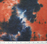 French Terry Tie Dye 1D1426 Polyester Rayon Spandex Fabric - Black Rust Tie Dye, 58/60" Width