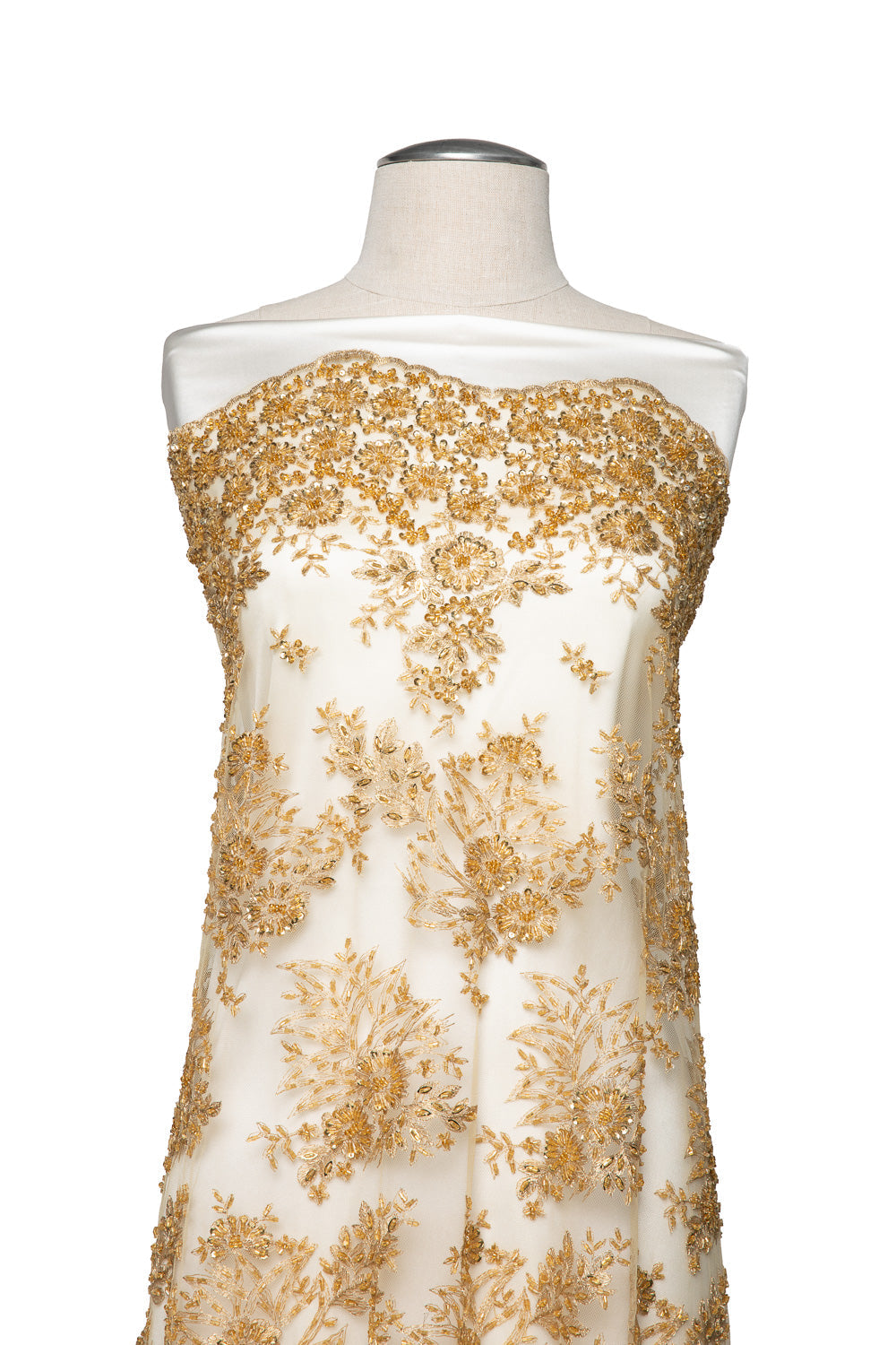 1 Yard Tulle Lace Embroidered Fabric 3D Applique Beaded Design 50/52" Width