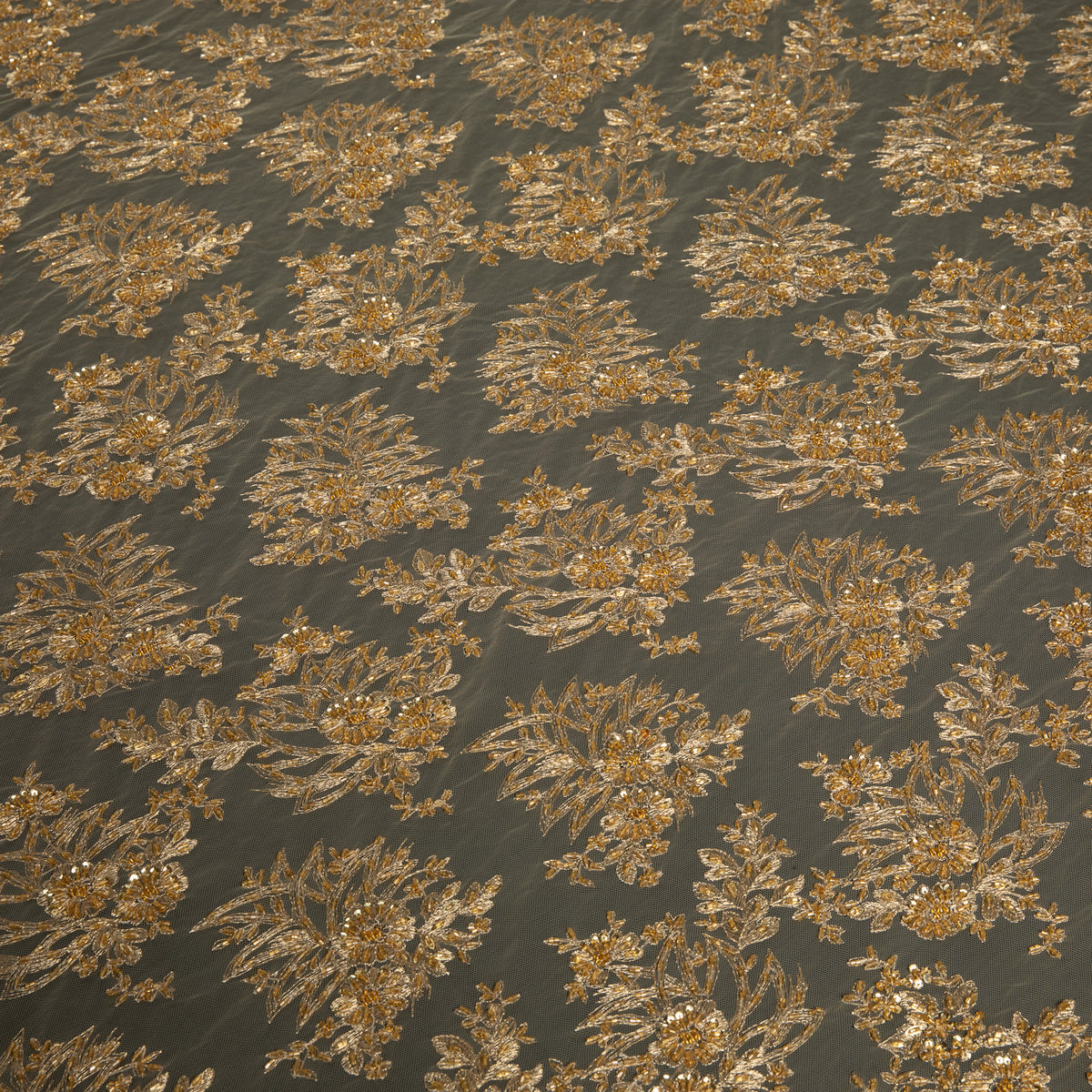 1 Yard Tulle Lace Embroidered Fabric 3D Applique Beaded Design 50/52" Width