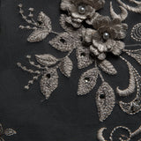 1 Yard Tulle Lace Fabric Embroidered with Applique & Beads with 3D Floral Pattern 100% Polyester 50/52" Wide