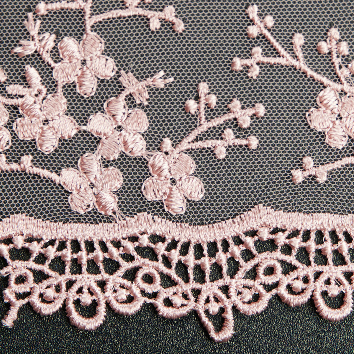 1 Yard Tulle Lace Fabric with Embroidered Chemical Scallop Edge, 50/52" Wide