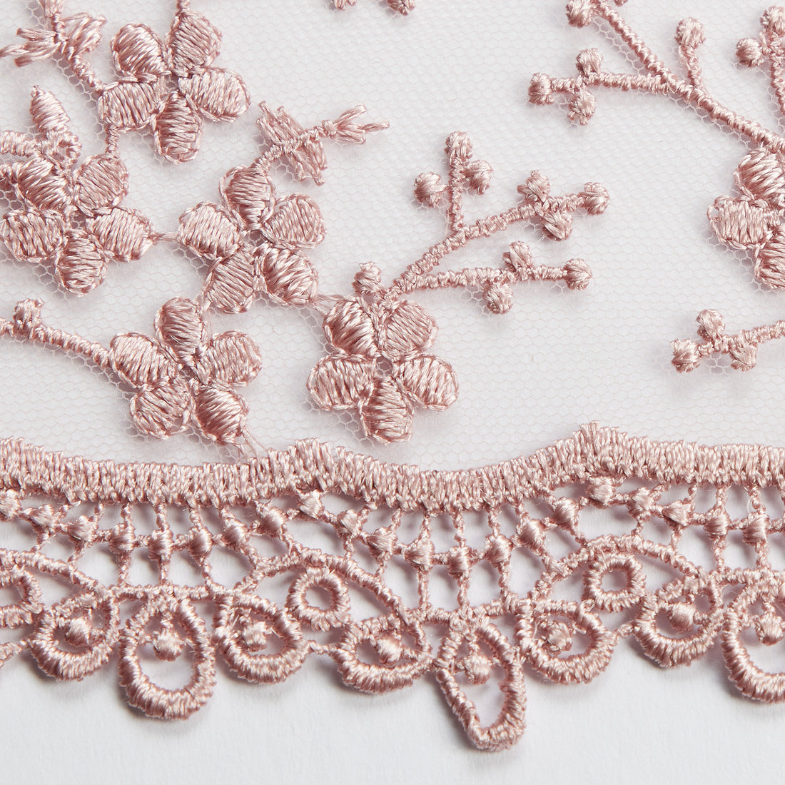 1 Yard Luxury 100% Polyester Tulle Lace with Chemical Scallop and Detailed Embroidery 50/52" Wide
