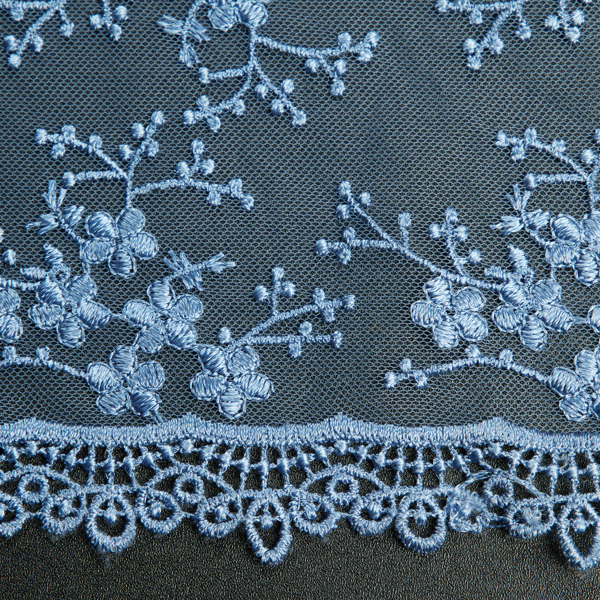1 Yard Tulle Lace Fabric with Embroidered Chemical Scallop Edge, 50/52" Wide