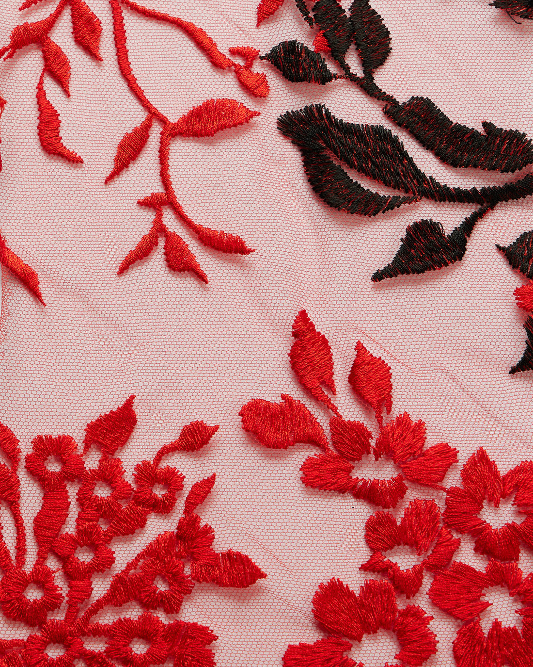 1 Yard Embroidered Two-Tone Tulle Lace Fabric – Soft Polyester, 50/52" Wide