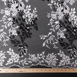 1 Yard Embroidered Two-Tone Tulle Lace Fabric – Soft Polyester, 50/52" Wide