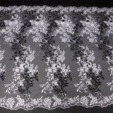 1 Yard Two Tone Tulle Lace Fabric Embroidered, 100% Polyester, 50/52" Wide