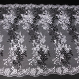 1 Yard Embroidered Two-Tone Tulle Lace Fabric – Soft Polyester, 50/52" Wide