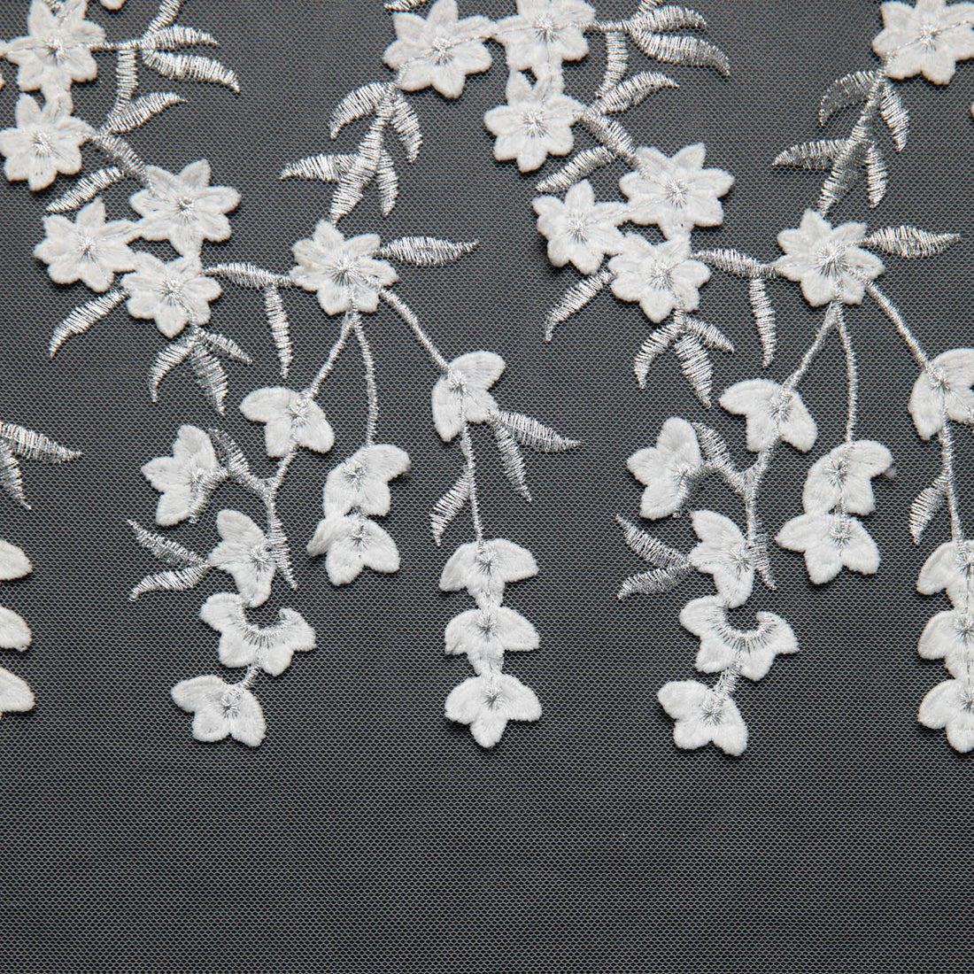 1 Yard Embroidered Tulle Lace Fabric with 3D Floral Applique 52" Wide Luxury Bridal & Evening Textile