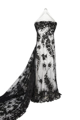 1 Yard 100% Polyester, 50/52" Wide Luxury Embroidered Tulle Lace with Beads & Sequins