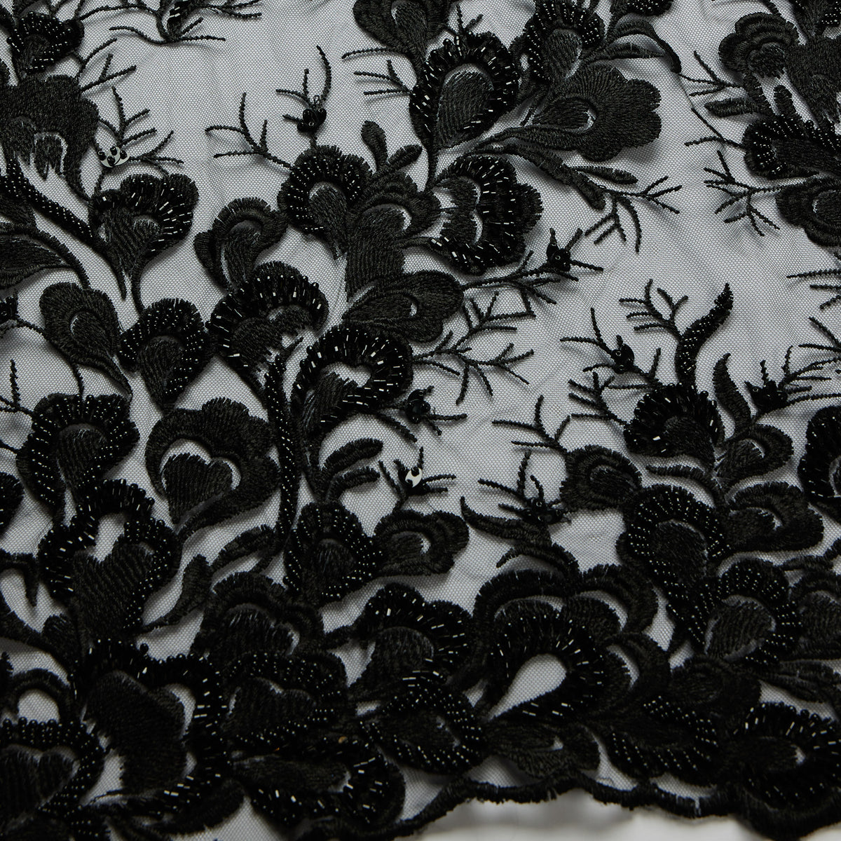 1 Yard Tulle Lace Fabric Embroidered with Beads & Sequins 50/52" Wide 100% Polyester for Bridal & Evening Wear