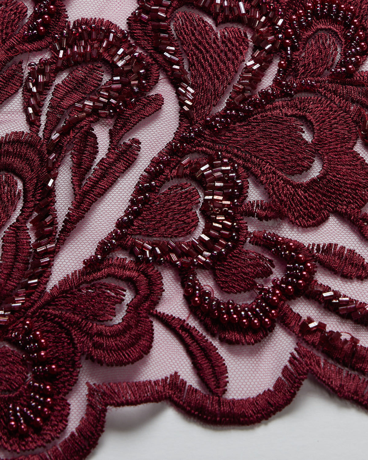 1 Yard Tulle Lace Fabric Embroidered with Beads & Sequins, 50/52" Wide 100% Polyester