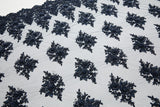 1 Yard Tulle Lace Fabric Embroidered with Beads & Sequins, 100% Polyester, 50/52" Wide