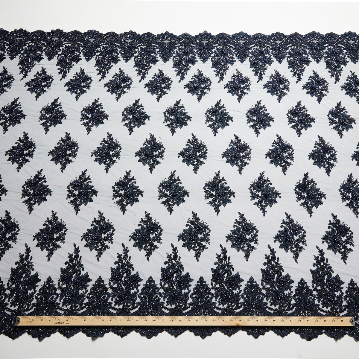 1 Yard Tulle Tulle Lace Fabric Embroidered with Beads & Sequins 100% Polyester 50/52" Wide