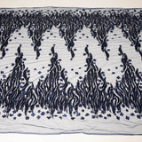 1 Yard Tulle Lace Fabric Metallic Embroidered with Applique & Intricate 3D Pattern, 50/52"