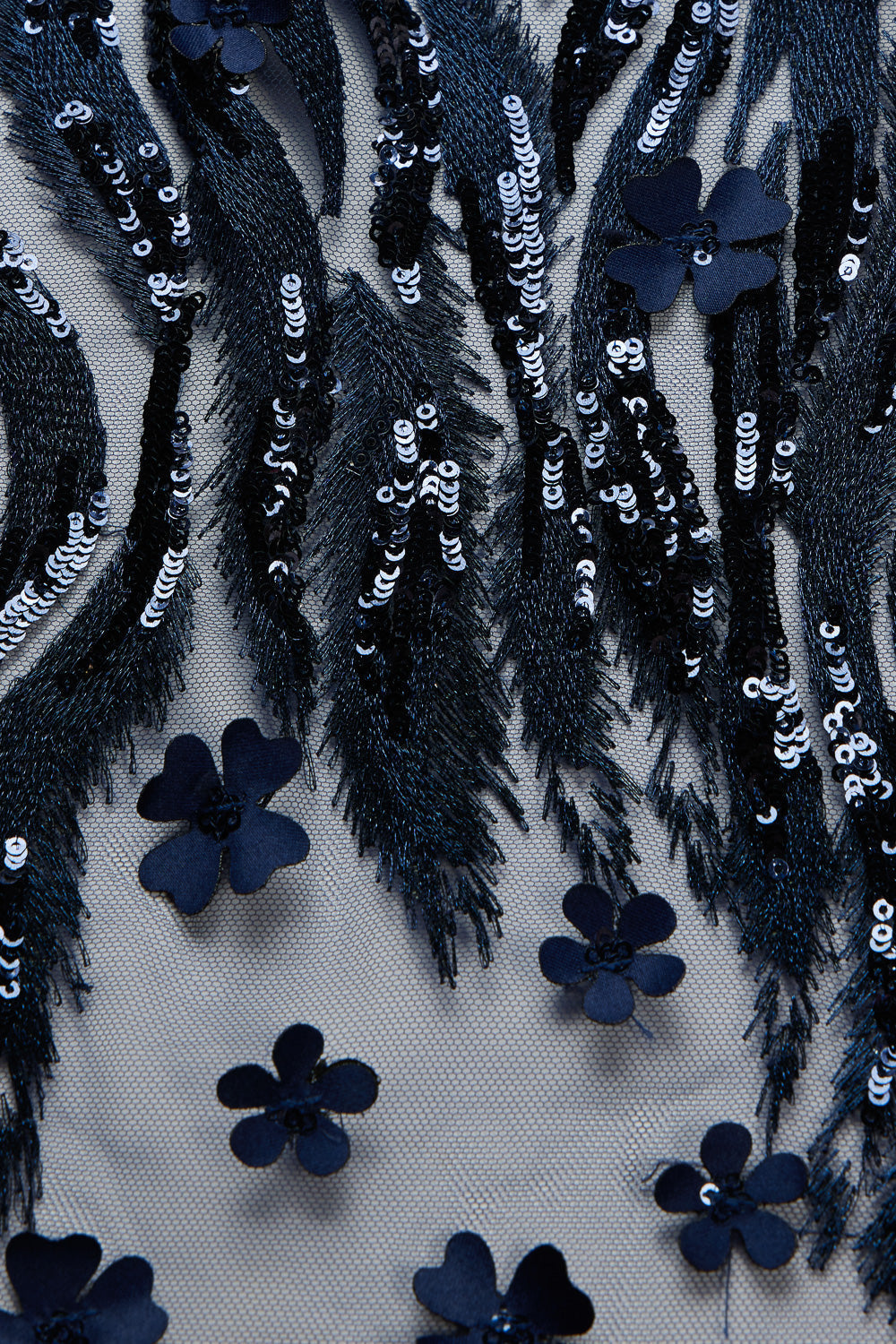 1 Yard 100% Polyester Tulle Lace Fabric with 3D Applique and Metallic Intricate Embroidery 50/52" Wide