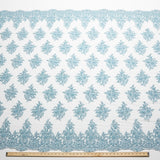 1 Yard Metallic Tulle Lace Fabric Embroidered with Beads & Sequins 50/52" Wide 100% Polyester