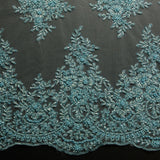 1 Yard Tulle Lace Fabric Metallic Embroidered with Beads & Sequins, 50/52" Wide 100% Polyester