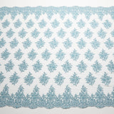 1 Yard Tulle Lace Fabric Metallic Embroidered with Beads & Sequins, 50/52" Wide 100% Polyester