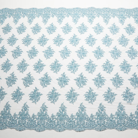 1 Yard Tulle Lace Fabric Metallic Embroidered with Beads & Sequins, 50/52" Wide 100% Polyester
