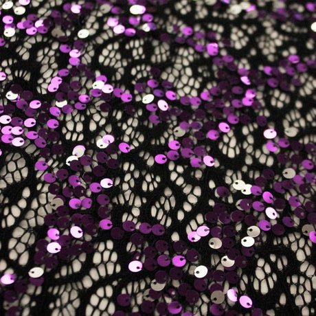 1 Yard Tango Stretch Lace Sequin Fabric 54" Wide, 235 GSM