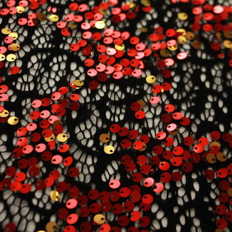 1 Yard Tango Stretch Lace Sequin Fabric 54" Wide, 235 GSM