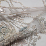 1 Yard Embroidered Tulle Lace Fabric with Incredible Floral Design, 52" Wide