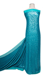 1 Yard Embroidered Tulle Lace Fabric with Sequins, 46/48" Wide, Elegant Bridal & Evening Wear Material