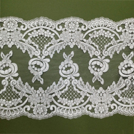 1 Yard Corded Double Sided Lace Trimming 100% Polyester Net Mesh 10? Wide