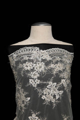 1 Yard Intricate Design Embroidered Tulle Lace Fabric 52" Wide Designer Textile
