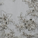 1 Yard 52" Wide Tulle Lace Fabric Embroidered with Intricate Design
