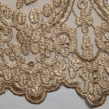 1 Yard Tulle Lace Fabric with Beautiful Intricate Embroidery, 52" Wide